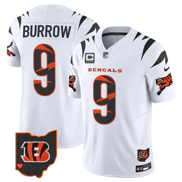 Men's Cincinnati Bengals #9 Joe Burrow White F.U.S.E. With 4-Star C Patch Special Vapor Untouchable Limited Stitched Football Jersey Men's Cincinnati Bengals #9 Joe Burrow White F.U.S.E. With 4-Star C Patch Special Vapor Untouchable Limited Stitched Football Jersey